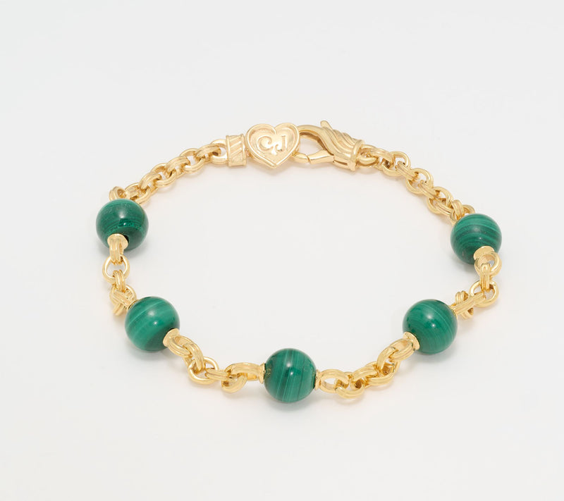 Christian James Gemstone 14K Gold Clad Bead Double Rolo Bracelet — View 11