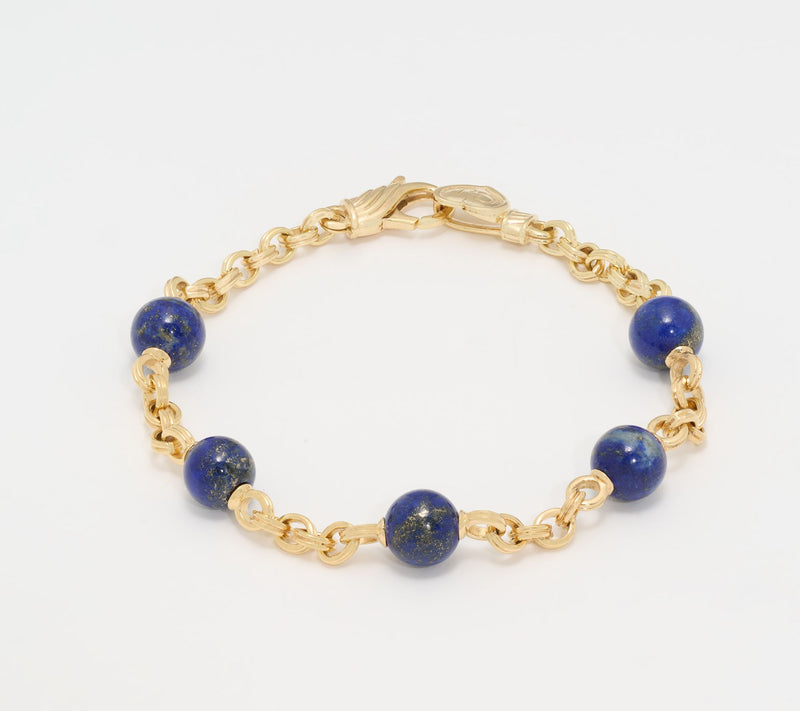 Christian James Gemstone 14K Gold Clad Bead Double Rolo Bracelet — View 12