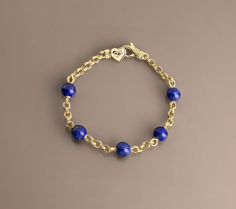 Christian James Gemstone 14K Gold Clad Bead Double Rolo Bracelet — View 3