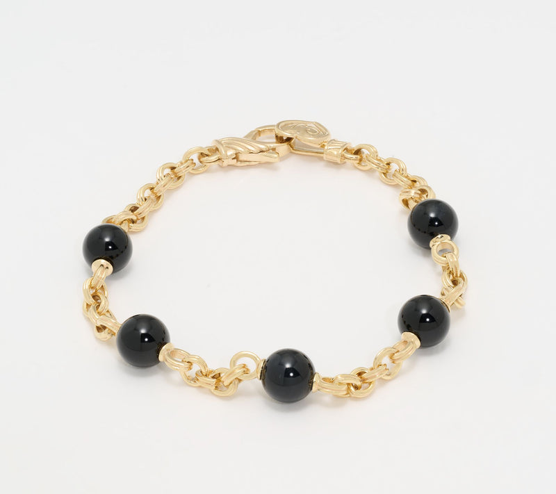 Christian James Gemstone 14K Gold Clad Bead Double Rolo Bracelet — View 13