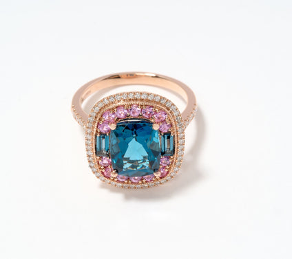 Effy 14K Rose Gold Diamond & Gemstone Ring