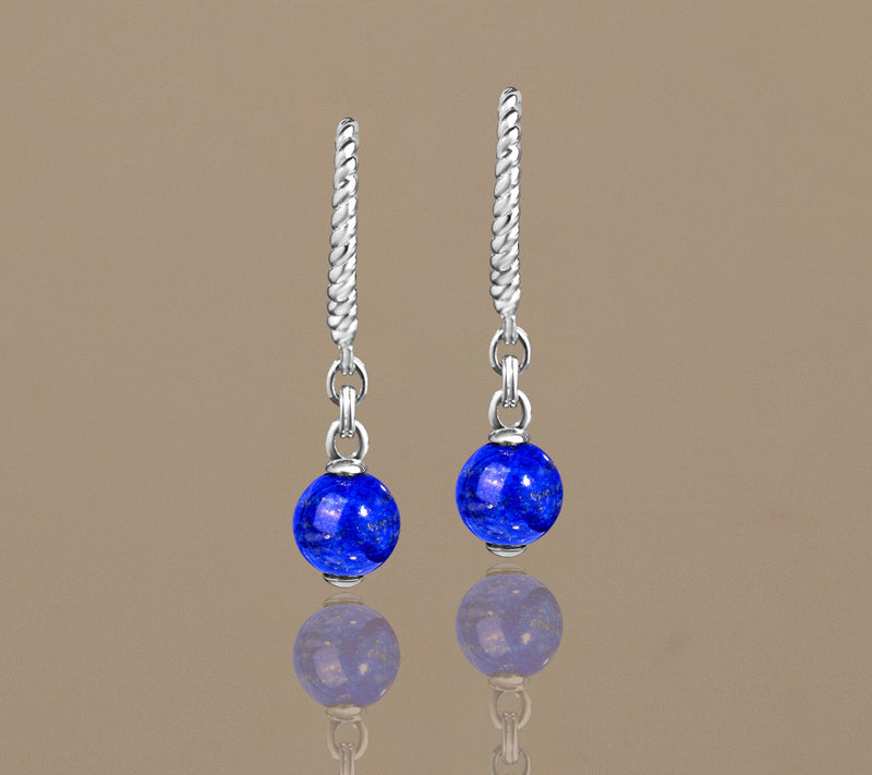 Christian James Sterling Silver Gemstone Bead Earrings — View 5