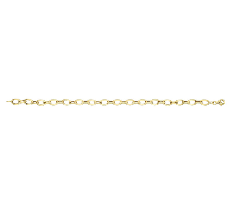 Adorna 14K Gold Oval Link Polished Bracelet — View 2