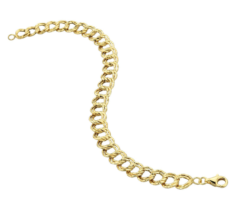 Adorna 14K Gold Textured Double Oval Link Bracelet — Main view