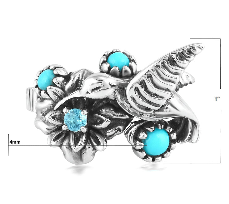 Fritz Casuse Sterling Silver Turquoise Hummingbird Ring — View 4