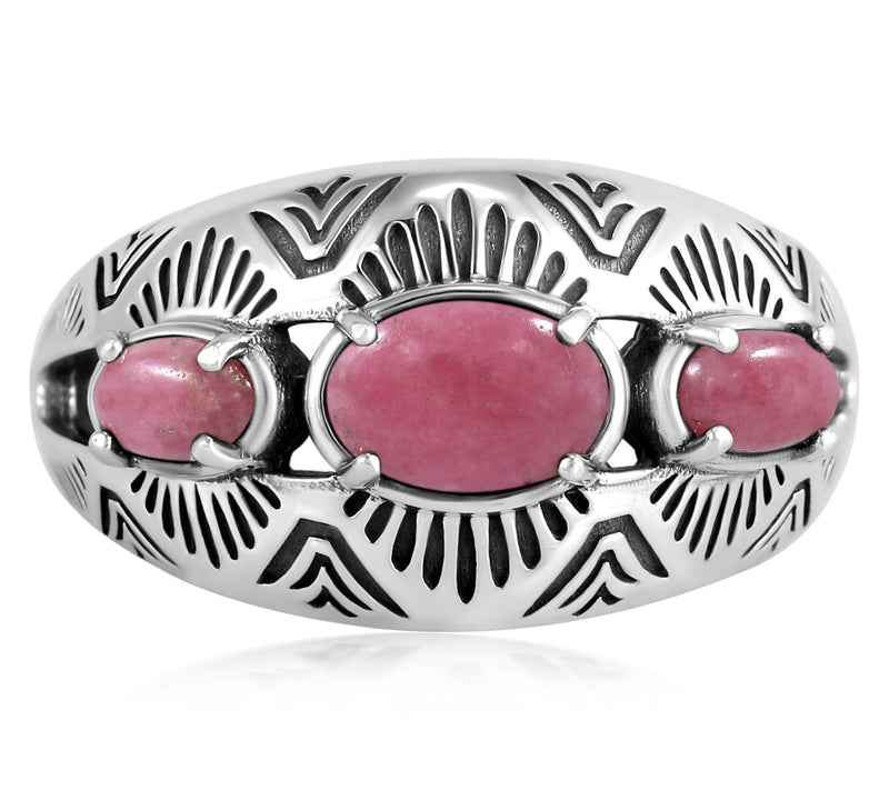 American West Sterling Silver Three Gemstone Ring — View 5