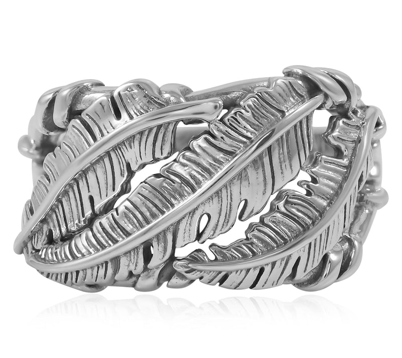 American West Sterling Silver Textured FeatherRing — View 2