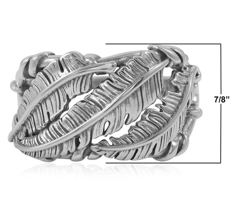American West Sterling Silver Textured FeatherRing — View 5