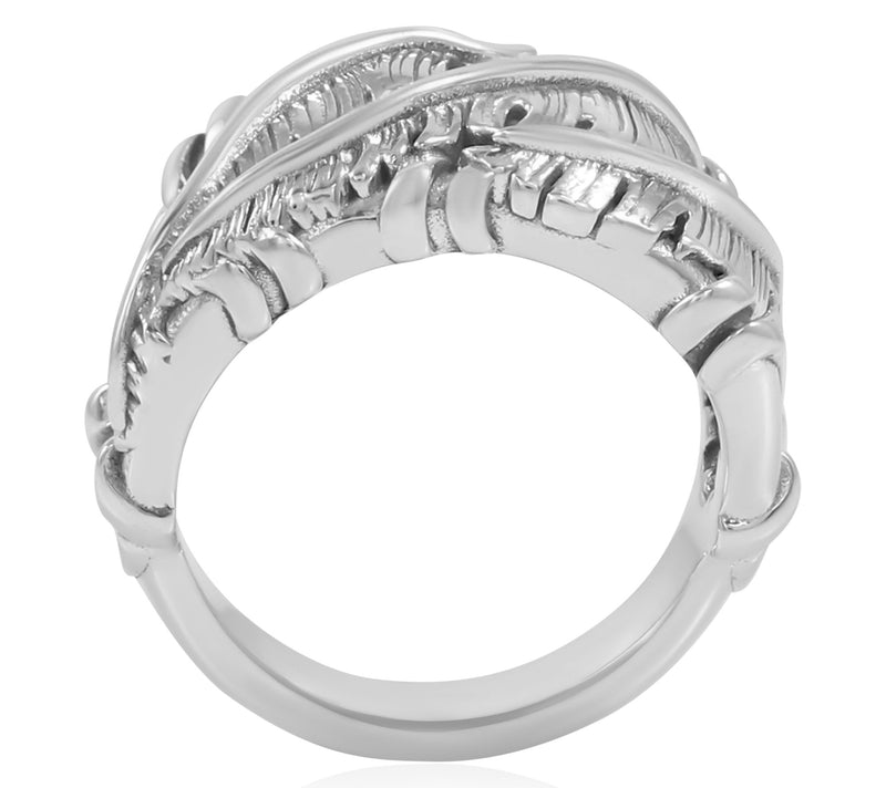 American West Sterling Silver Textured FeatherRing — View 4