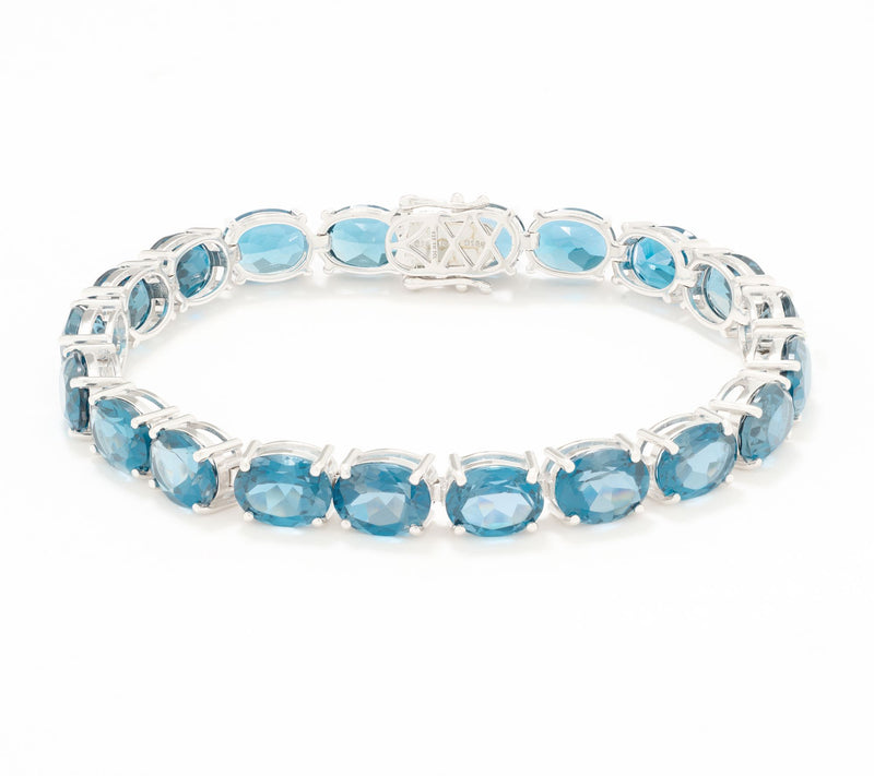 Affinity Gems Oval London Blue Topaz Tennis Bracelet Sterling Silver — View 6
