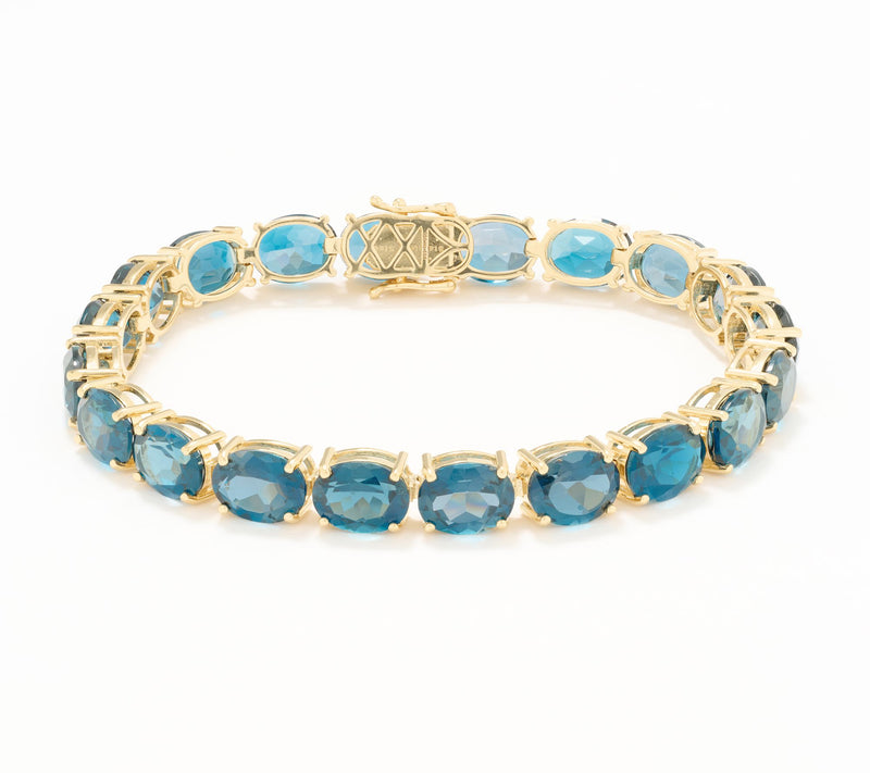 Affinity Gems Oval London Blue Topaz Tennis Bracelet Sterling Silver — View 7