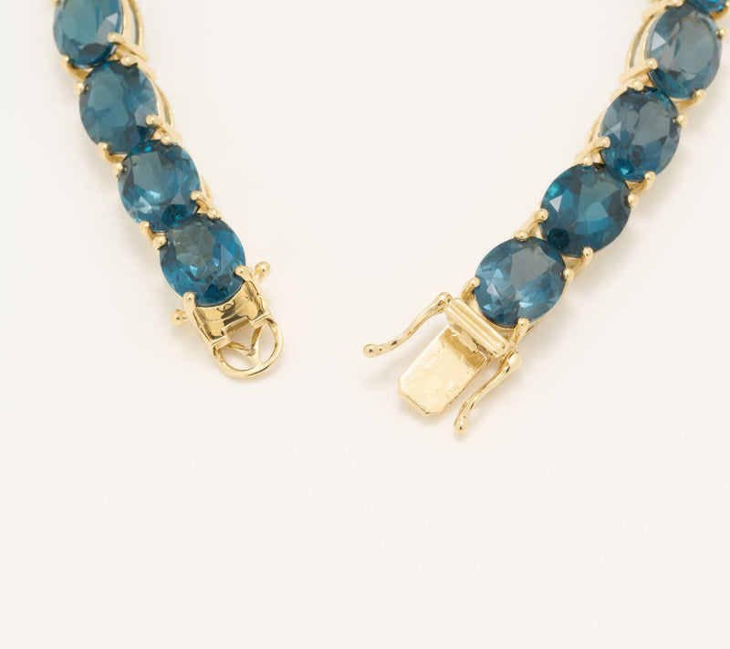 Affinity Gems Oval London Blue Topaz Tennis Bracelet Sterling Silver — View 2