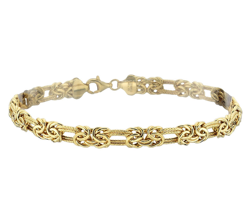 Adorna 14K Gold Byzantine & Double Oval Link Textured Bracelet — View 2