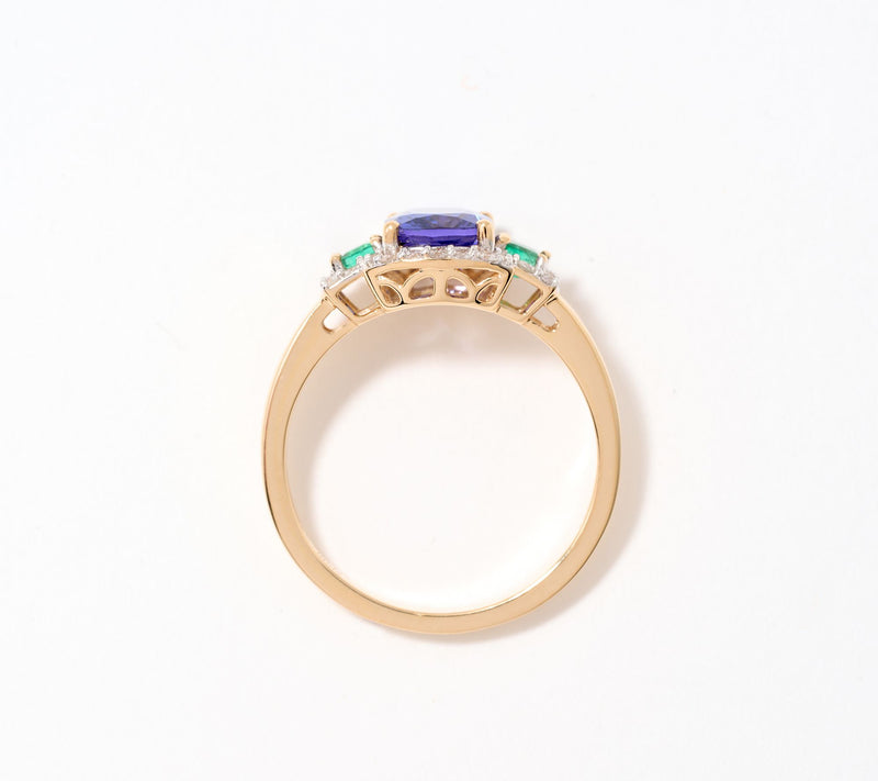 Affinity Gems Tanzanite, Emerald & Diamond Ring, 14K Gold — View 5