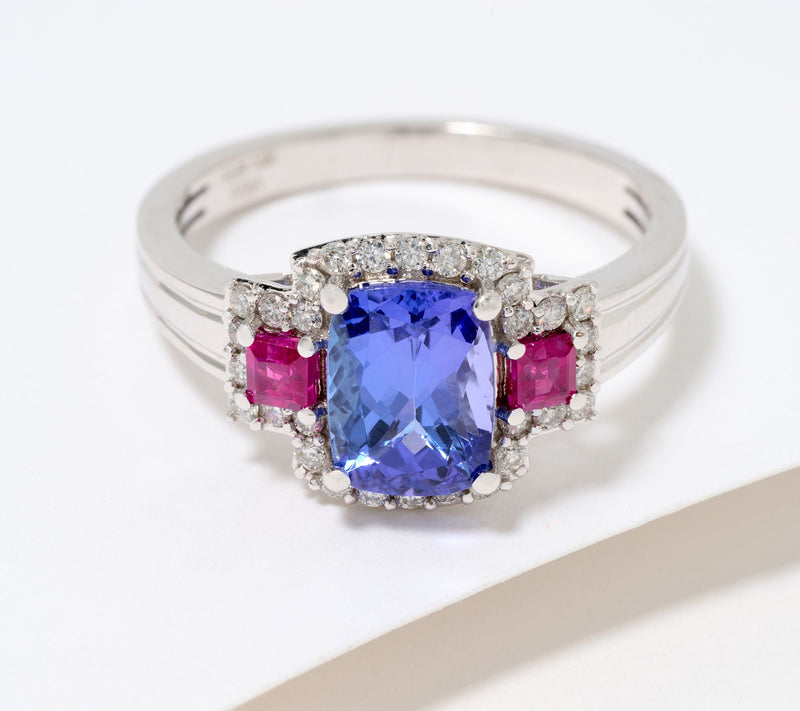 Affinity Gems Tanzanite, Ruby & Diamond Ring, 14K Gold — View 2