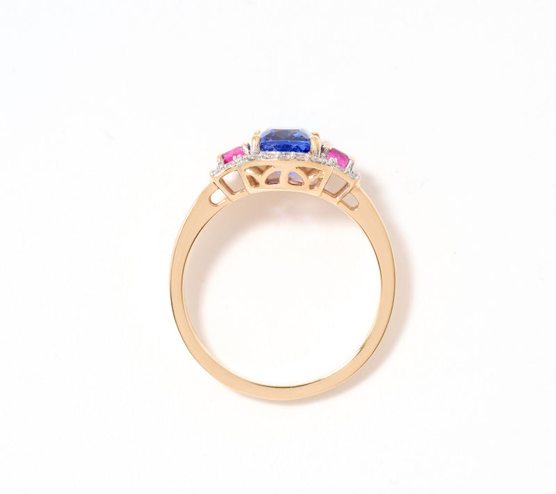 Affinity Gems Tanzanite, Ruby & Diamond Ring, 14K Gold — View 4