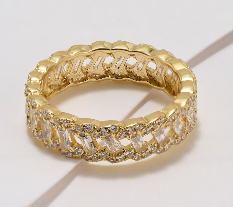 Diamonique Classics Baguette Band Ring, Sterling Silver — View 2