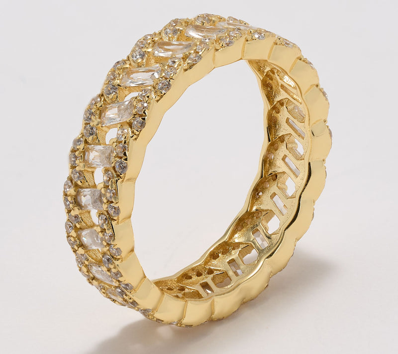 Diamonique Classics Baguette Band Ring, Sterling Silver — View 7