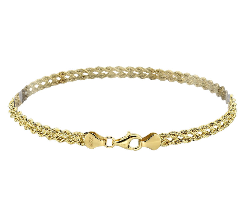 Adorna 14K Gold Double Rope Chain Link Bracelet — Main view