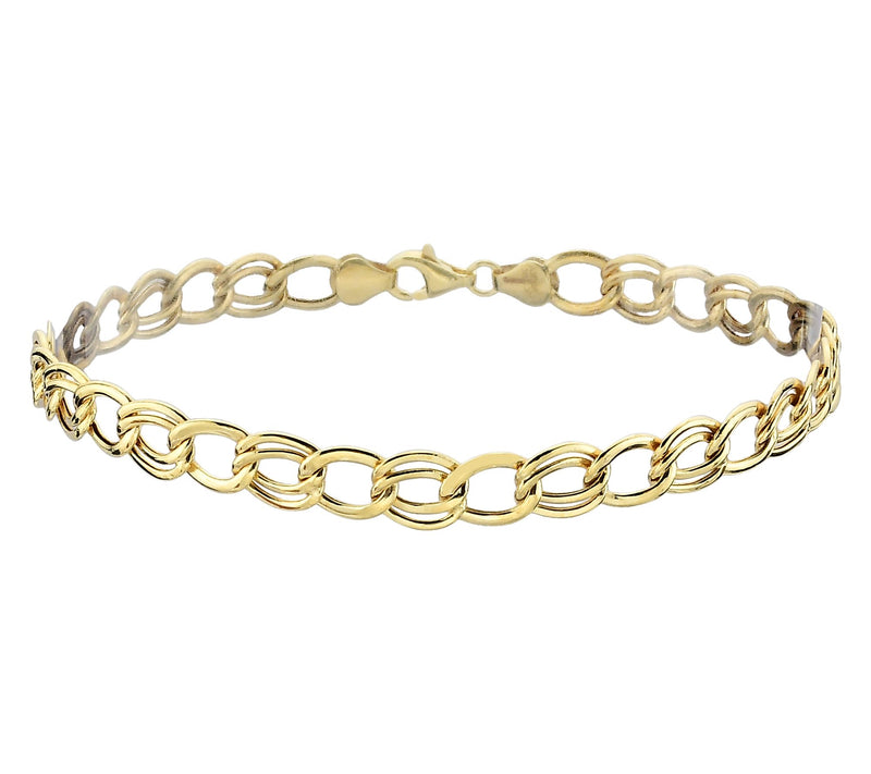 Adorna 14K Gold Polished Double Oval Link Bracelet — View 2