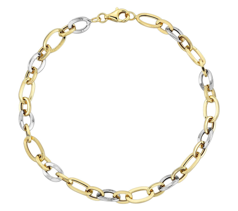 Adorna 14K Gold Two-Tone Mixed Oval Link Bracelet — View 2
