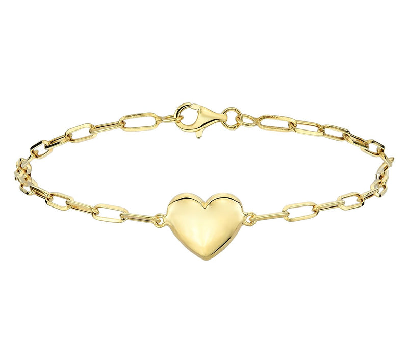 Adorna 14K Gold Paperclip Heart Design Link Bracelet — Main view