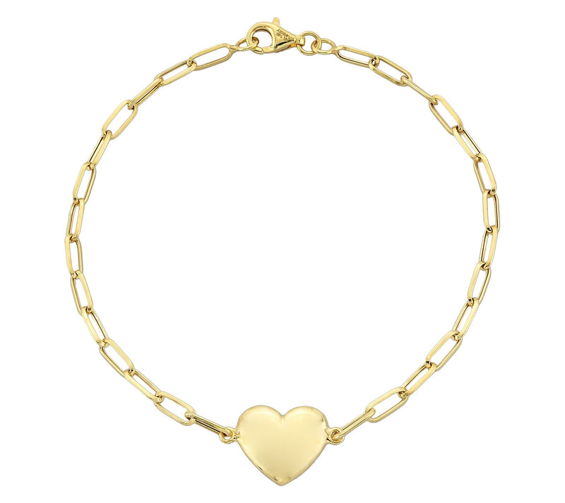 Adorna 14K Gold Paperclip Heart Design Link Bracelet — View 2