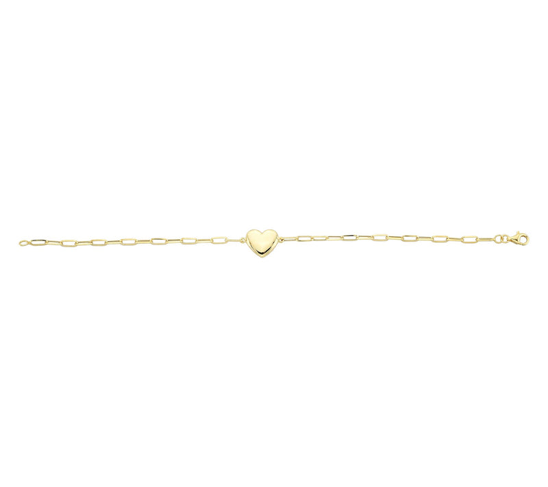 Adorna 14K Gold Paperclip Heart Design Link Bracelet — View 3
