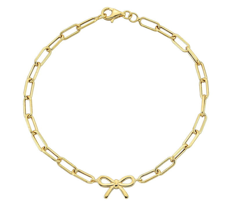 Adorna 14K Gold Paperclip Link Bow Tie Design Bracelet — Main view
