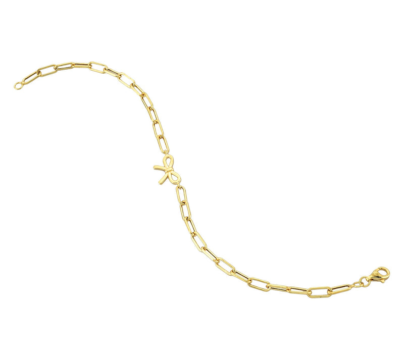 Adorna 14K Gold Paperclip Link Bow Tie Design Bracelet — View 2
