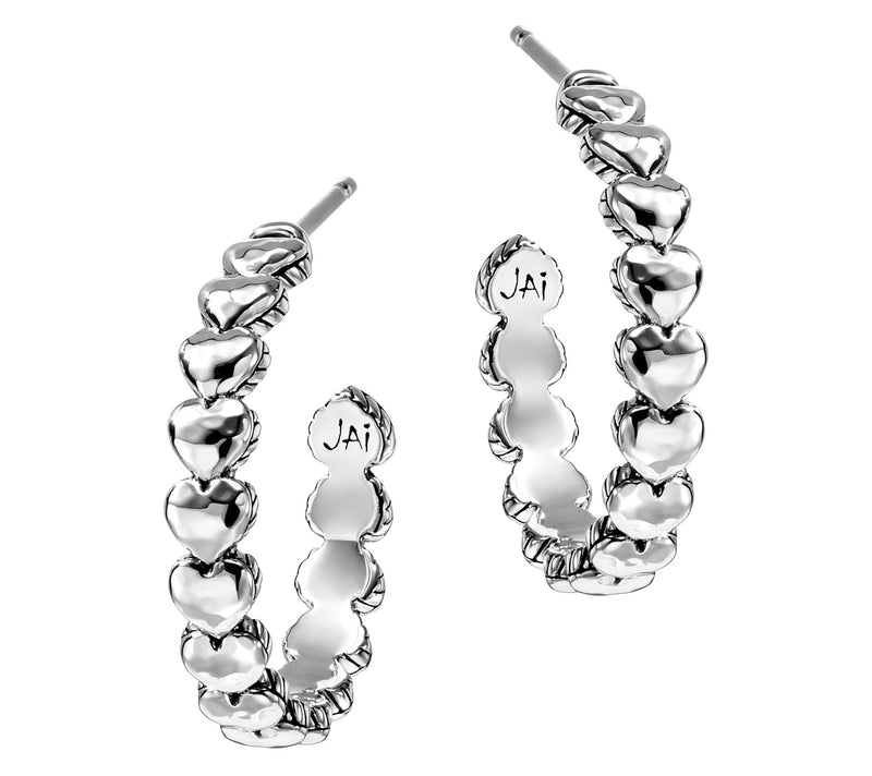 JAI Sterling Silver Symbols of Love 1" Hoop Earrings — View 10
