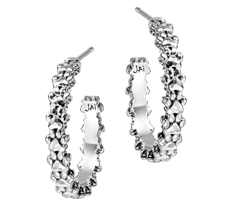 JAI Sterling Silver Symbols of Love 1" Hoop Earrings — View 11