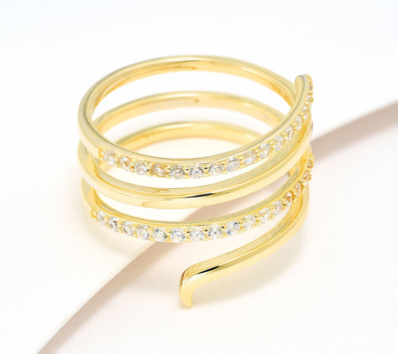 Diamonique 4 Row Band Ring, Sterling Silver — Main view