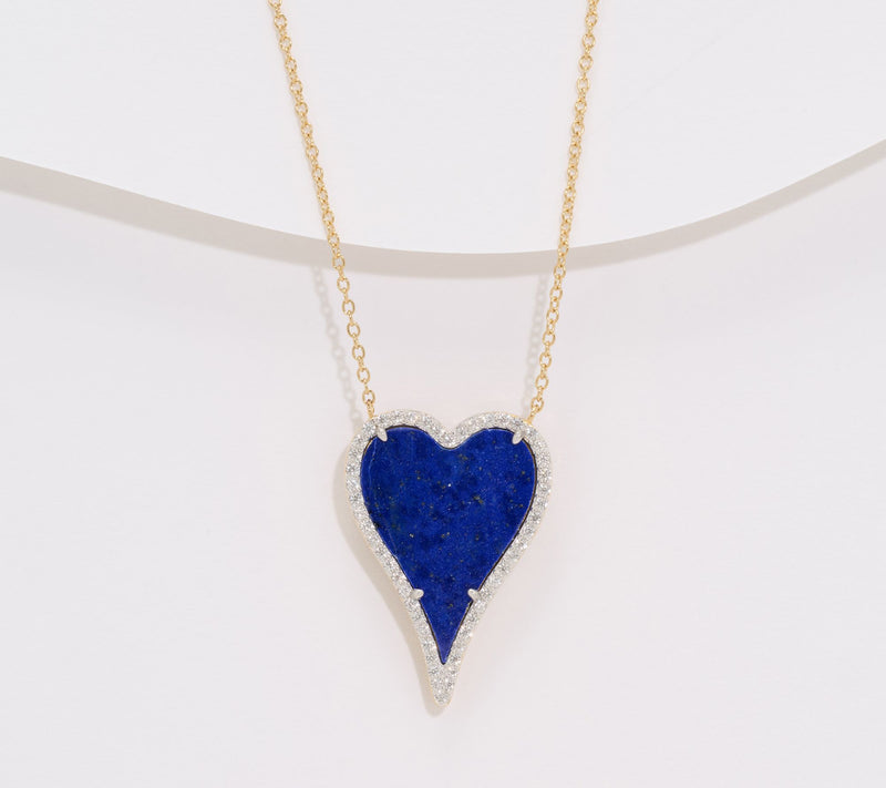 JEN by Jennifer Miller Lapis Elongated Heart Necklace, Sterling Silver — Main view