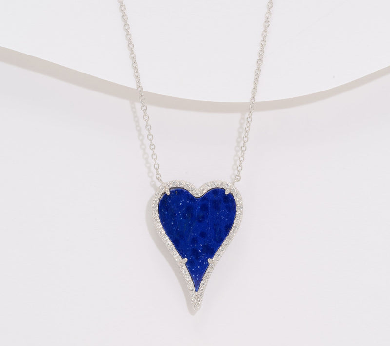JEN by Jennifer Miller Lapis Elongated Heart Necklace, Sterling Silver — View 6
