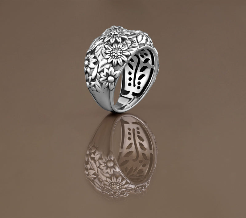 Christian James by Scott Grimes Sterling Silver Bold Legacy Flower Ring — View 3
