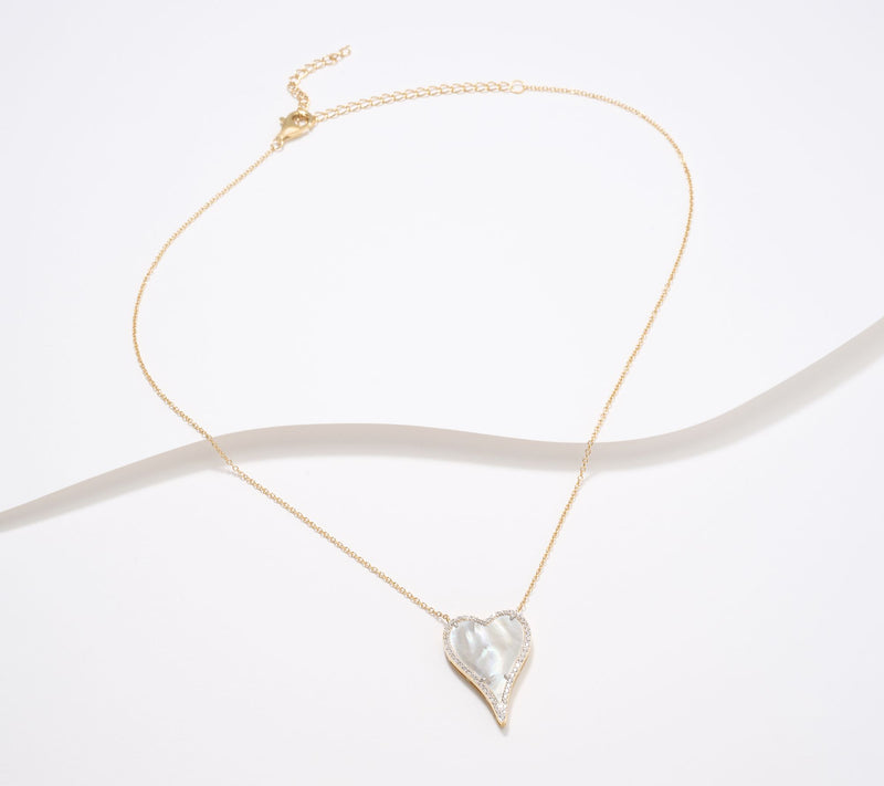 JEN by Jennifer Miller MOP Elongated Heart Necklace, Sterling Silver — View 2