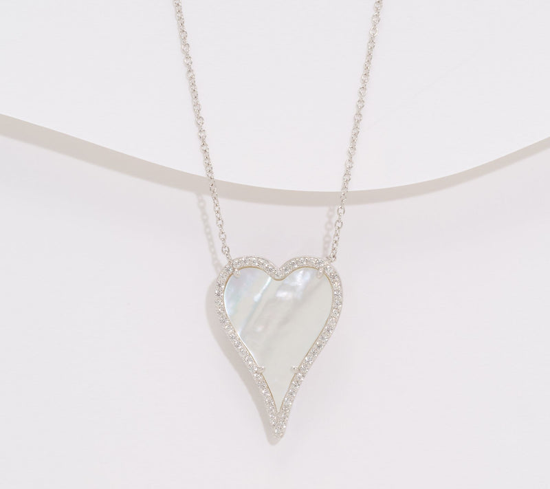 JEN by Jennifer Miller MOP Elongated Heart Necklace, Sterling Silver — View 7
