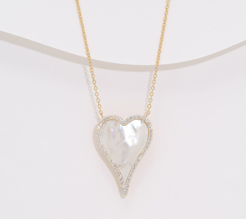 JEN by Jennifer Miller MOP Elongated Heart Necklace, Sterling Silver — View 8