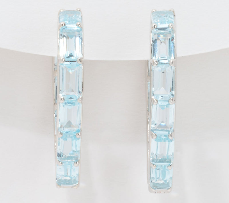 JEN by Jennifer Miller Gemstone Heart Hoop Earrings, Sterling Silver — View 5