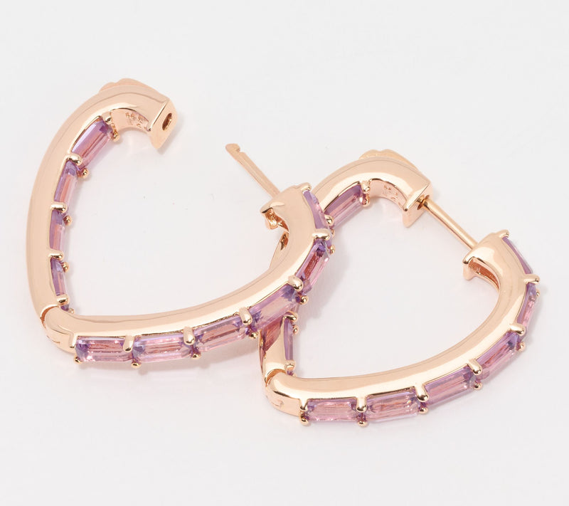 JEN by Jennifer Miller Gemstone Heart Hoop Earrings, Sterling Silver — View 6