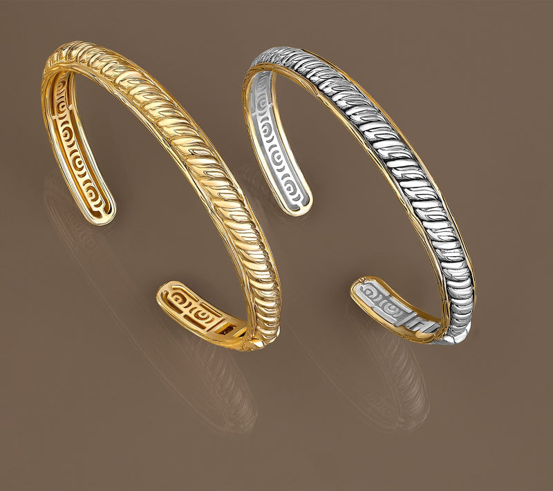 Christian James by Scott Grimes Two-Tone Ripple Cuff Bracelet 14.6g — View 3