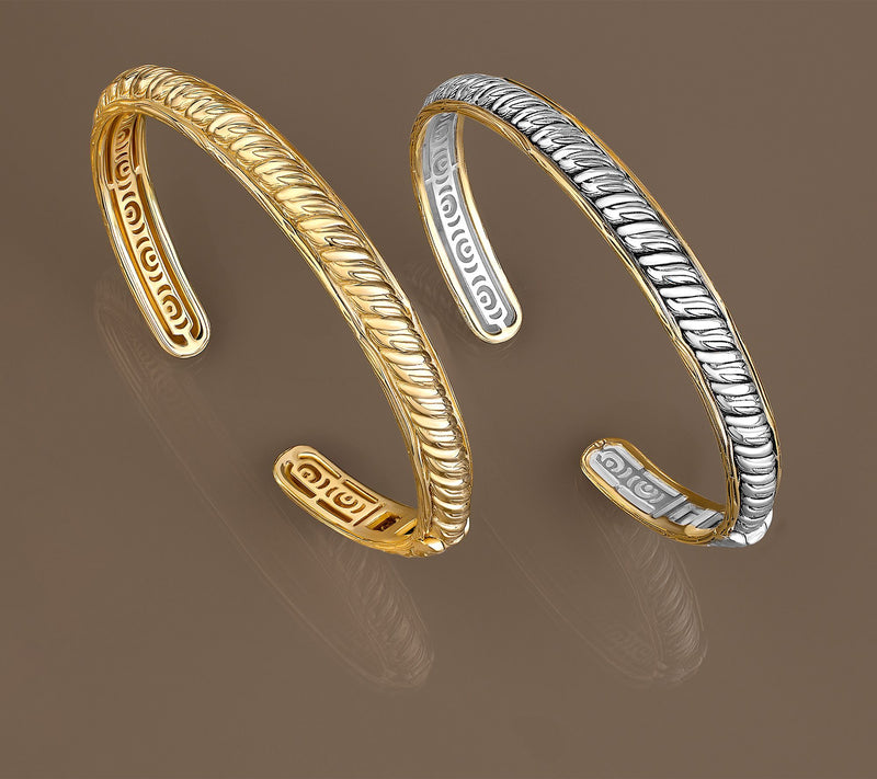 Christian James by Scott Grimes 14K Gold Clad Ripple Cuff Bracelet 14.6g — View 3