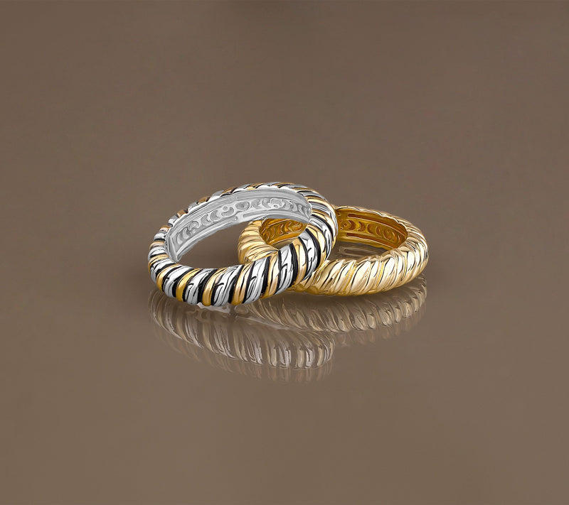 Christian James by Scott Grimes Two Tone Ripple Band Ring — View 2