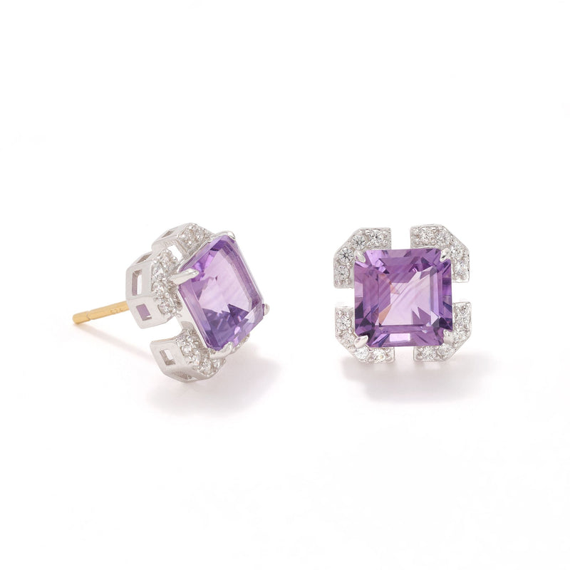 JEN by Jennifer Miller Asscher Cut Stud Earrings, Sterling Silver — Main view