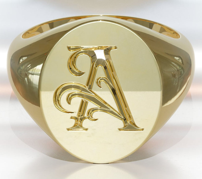 Heights Jewelers 14K Gold Plated Initial SignetRing — View 30