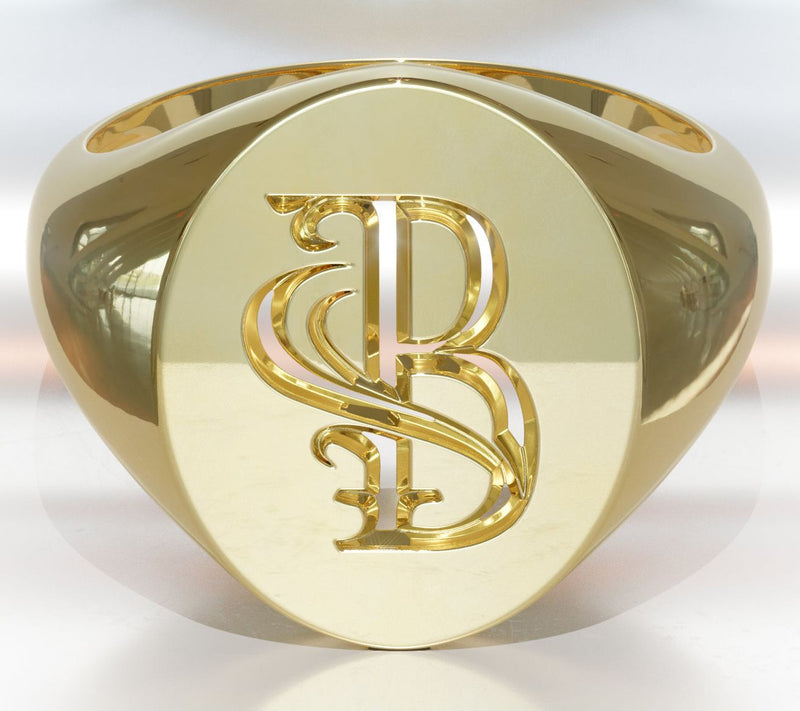Heights Jewelers 14K Gold Plated Initial SignetRing — View 31