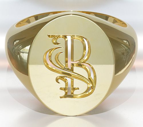 Heights Jewelers 14K Gold Plated Initial SignetRing — View 5