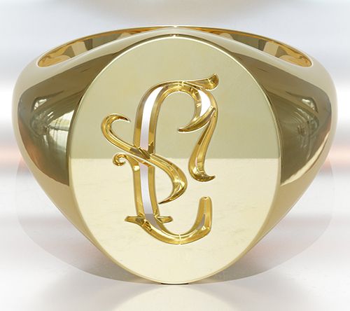Heights Jewelers 14K Gold Plated Initial SignetRing — View 6