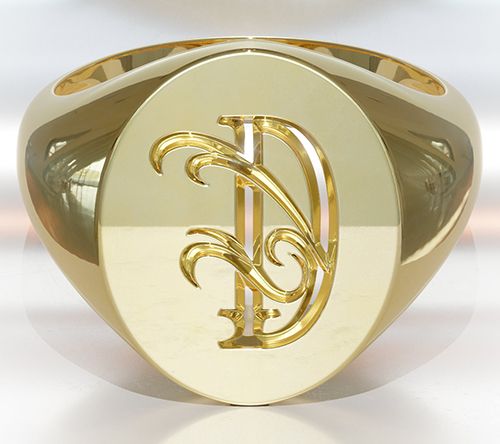 Heights Jewelers 14K Gold Plated Initial SignetRing — View 7